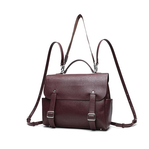 GELANNI – Shoulder Bag for Women & Girls, Premium PU Backpack & Handbag with Bottom Rivet, Comes with Adjustable & Detachable Strap, An Ideal Gift for Female - Wine